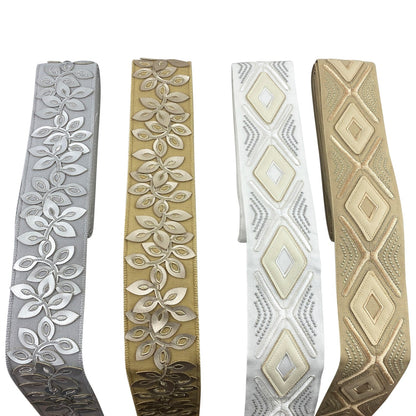 Embossed Floral Decorative Trim Tape - 3" Width (25 Yard Roll) - BR-7537-11 Silver