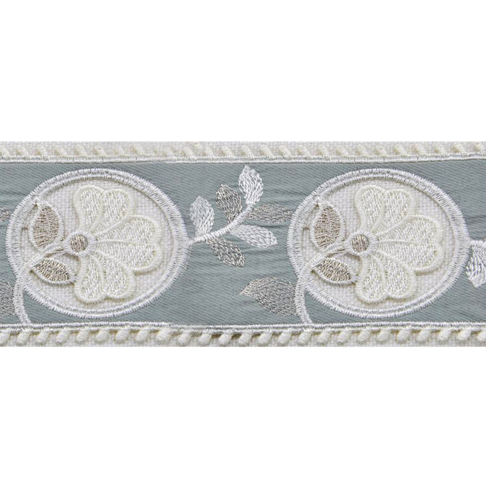Embroidered Decorative Woven Trim Tape - 2 1/2" Width (25 Yard Roll) - BR-7563-41 Mint