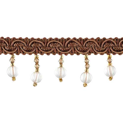 Fascination Collection - 1 1/4" width BEADED FRINGE (15 Yard Roll) - BB-925-11/38 Grey and Toffee