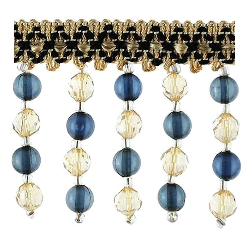 Fascination Collection - 2 1/4" length BEADED FRINGE (15 Yard Roll) - BB-987-02/38 Black and Toffee