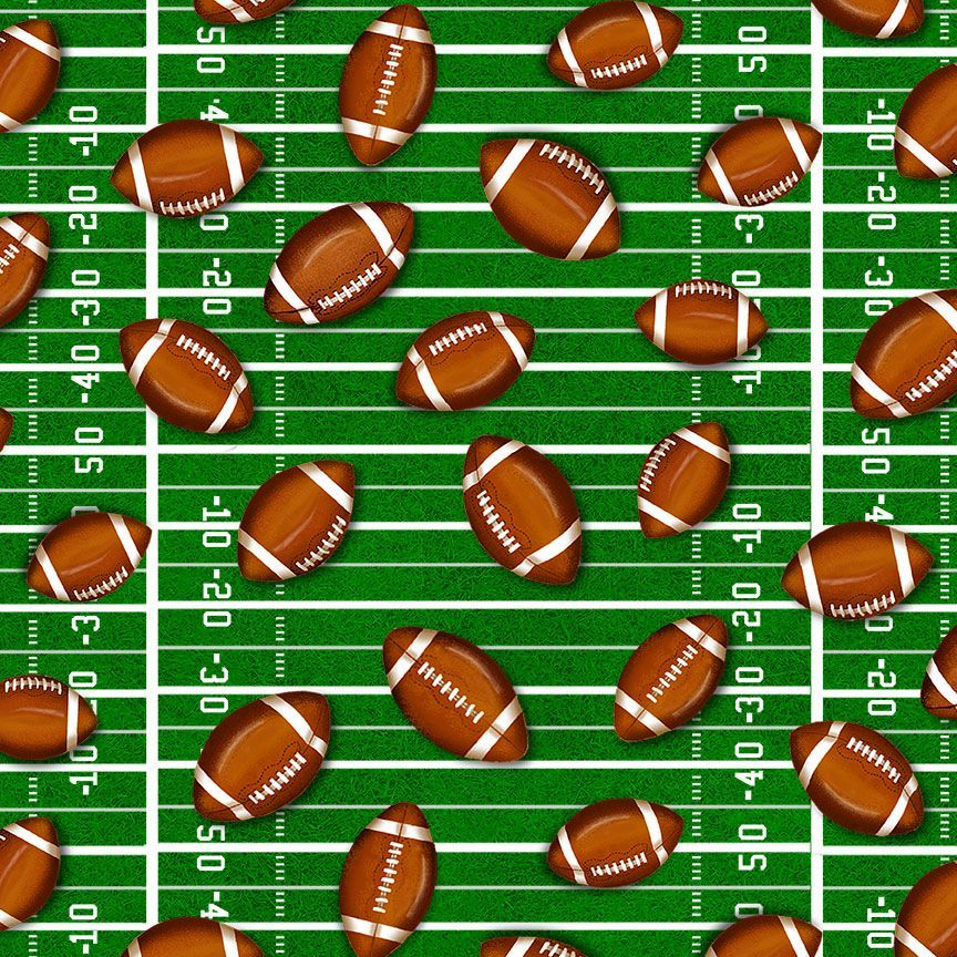 Football Balls on Ground Fitness Fanatic 44"/45" Fabric Per Yard