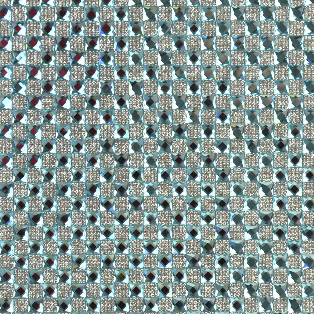 Glass and Rhinestone Sheet - 15 3/4" x 9 1/2" - BRST-13-03 Light Blue