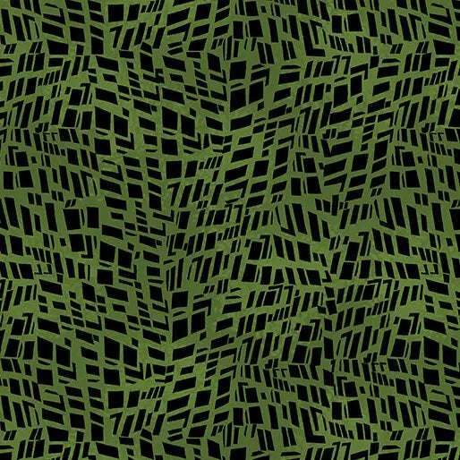 Go with the Flow Mosaic Shards Dark Lime Cotton 44"/45" Fabric Per Yard