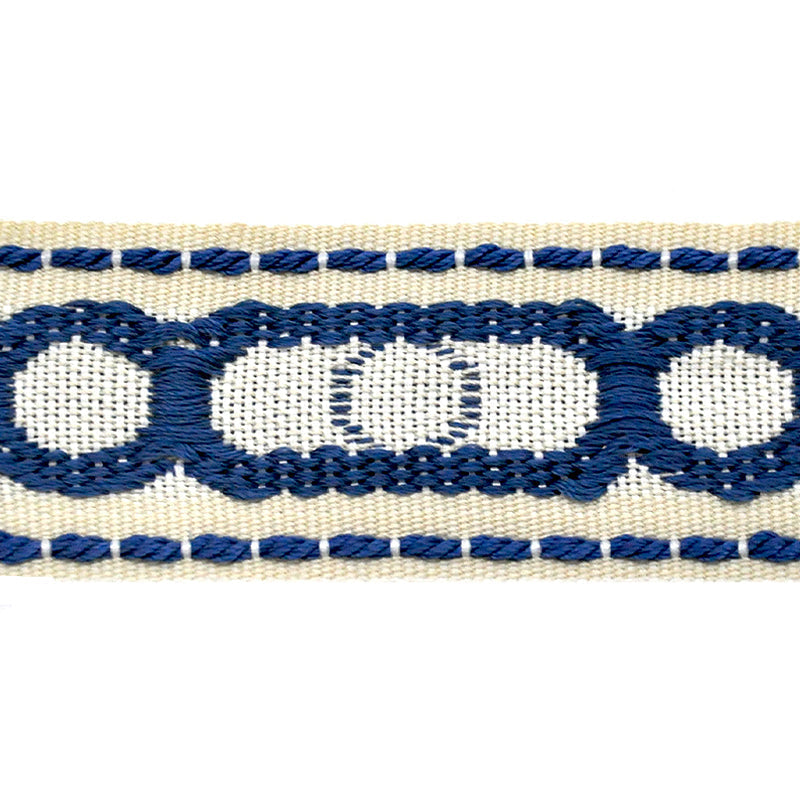 Godiva Collection - 1 1/2" width CIRCLE PATTERN BRAID (25 Yard Roll) - BR-7097-05/24 Navy Blue and Ivory