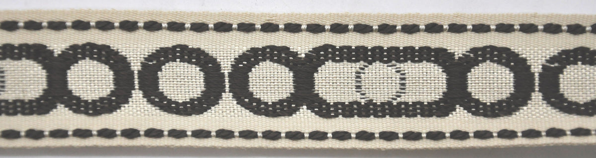 Godiva Collection - 1 1/2" width CIRCLE PATTERN BRAID (25 Yard Roll) - BR-7097-28/66 Beige and Chocolate