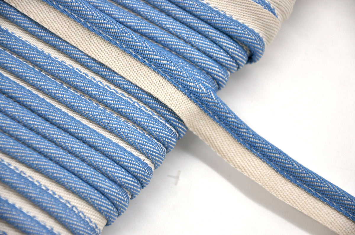 Godiva Collection - 1/4" Width PIPING CORD with LIP (50 Yard Roll) - BC-10098-05/24 Navy Blue and Ivory