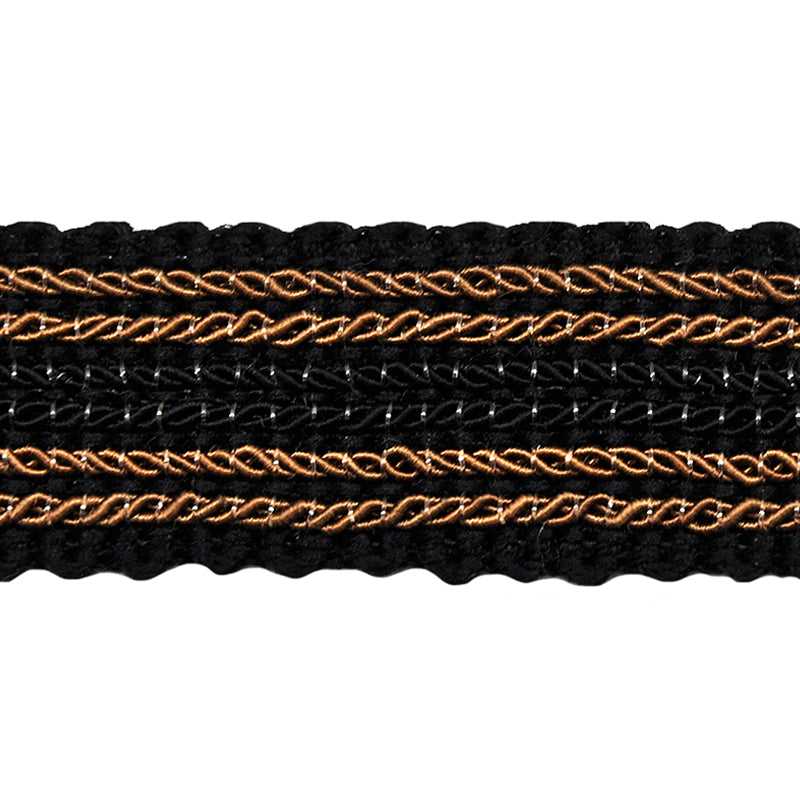 Godiva Collection - 3/4" width NARROW BRAID (25 Yard Roll) - BR-7098-02/06 Black and Brown