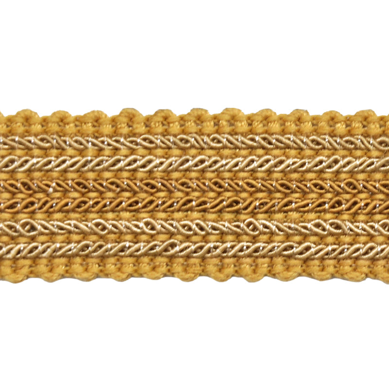 Godiva Collection - 3/4" width NARROW BRAID (25 Yard Roll) - BR-7098-88/66 Light Gold and Dark Gold