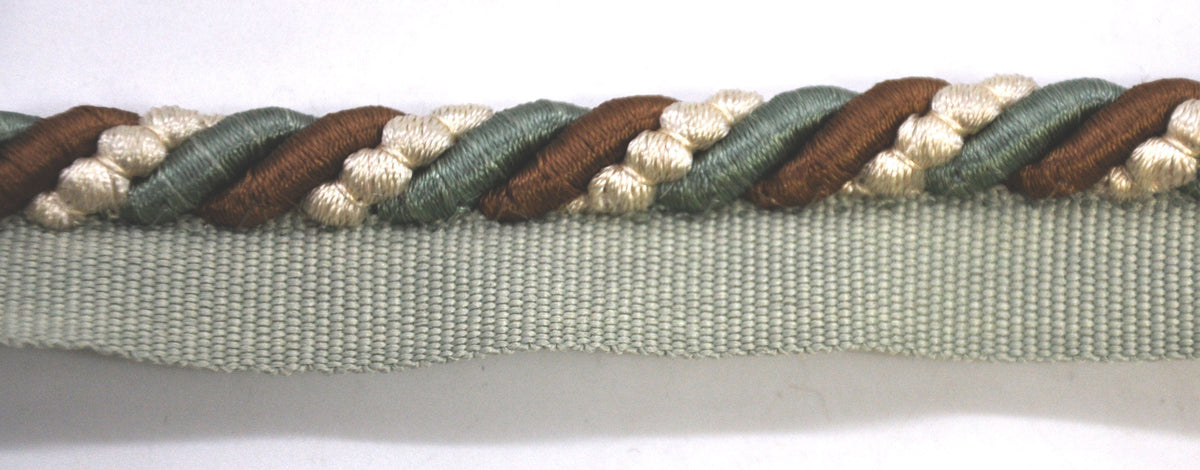 Godiva Collection - 3/8" Width CORD with LIP (50 Yard Roll) - BC-10097-33/28 Turquoise and Beige