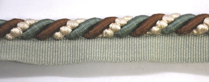 Godiva Collection - 3/8" Width CORD with LIP (50 Yard Roll) - BC-10097-33/28 Turquoise and Beige