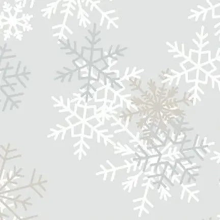 Grey Snowflakes Wideback Cotton Fabric per yard