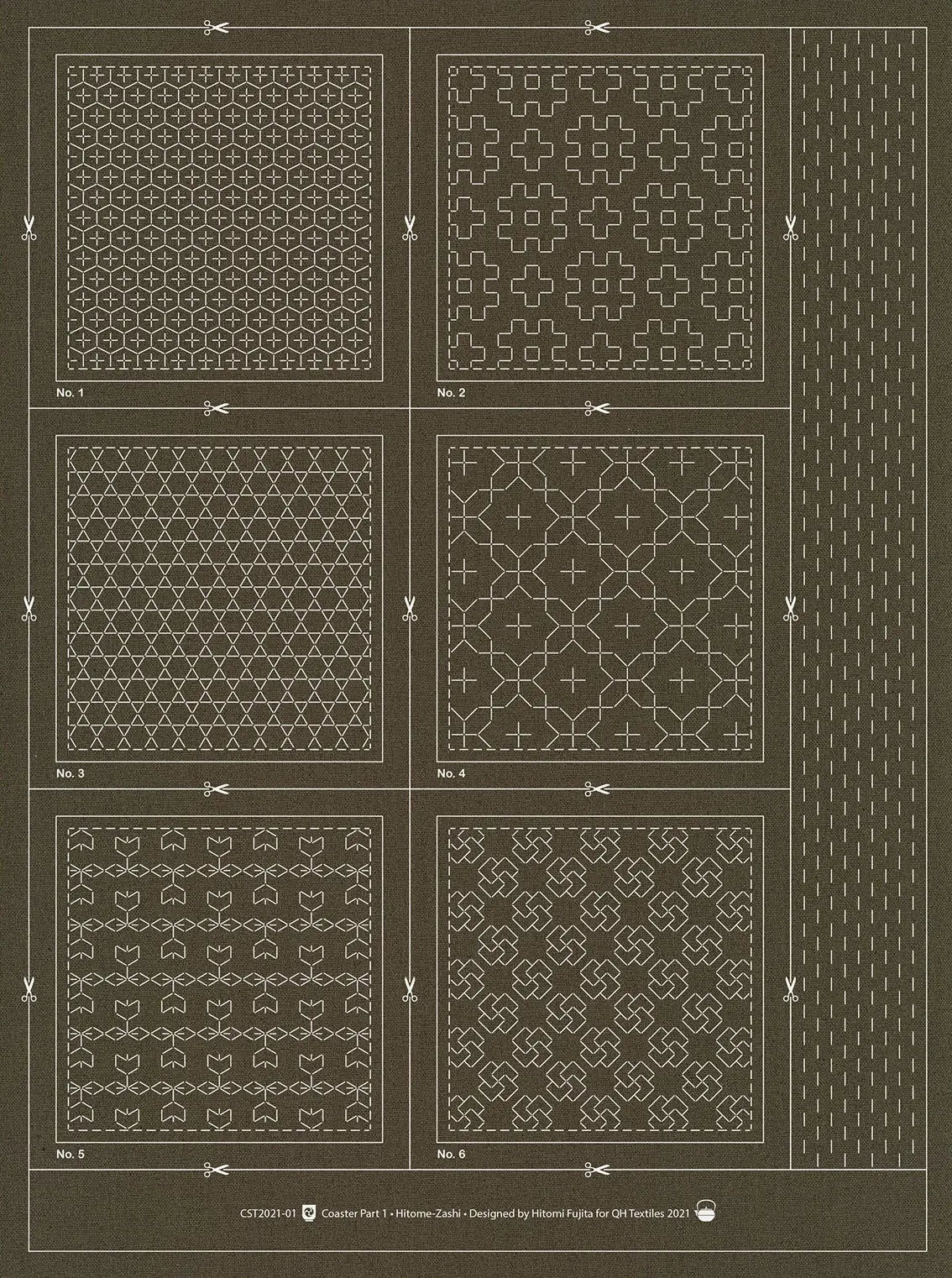 Hitome-Zashi Coaster Pattern 1 Slate