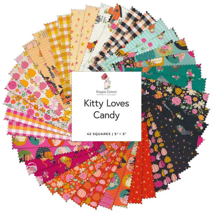 Kitty Loves Candy Poppie Cotton 5" Squares