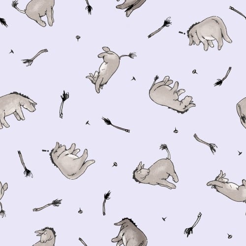 Light Purple Classic Winnie Donkeys Cotton 43"/44" Fabric Per Yard