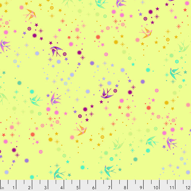 Lime Fairy Dust Tula's True Colors 44"/45" Cotton Fabric Per Yard