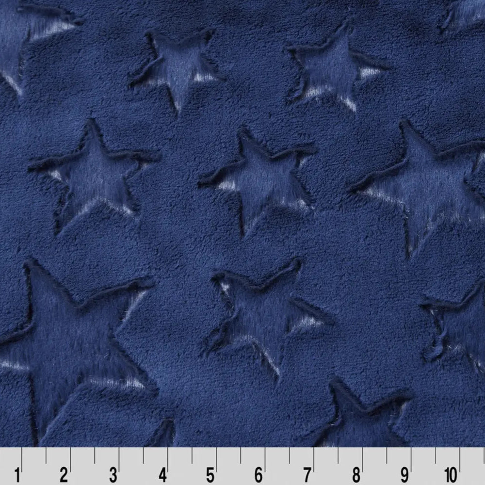 Luxe Cuddle Stars Navy Fabric per yard