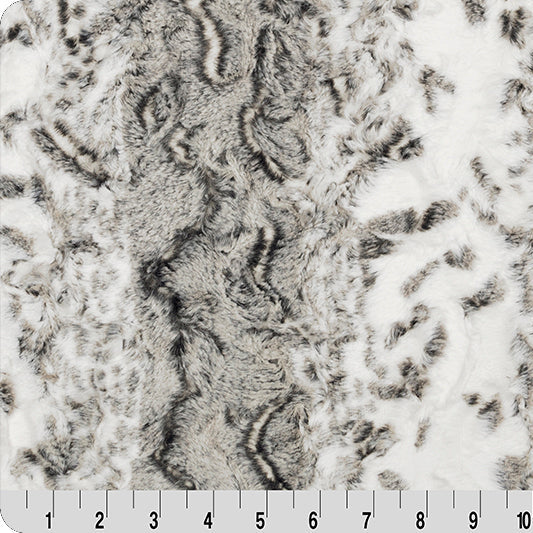 Luxe Cuddle Snowy Owl Charcoal 58"/60" Fabric per yard