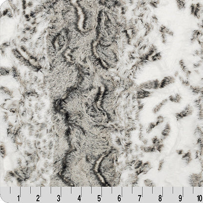 Luxe Cuddle Snowy Owl Charcoal 58"/60" Fabric per yard