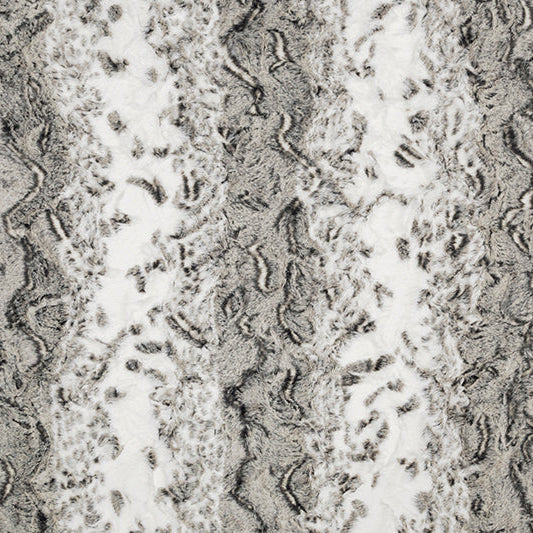 Luxe Cuddle Snowy Owl Charcoal 58"/60" Fabric per yard