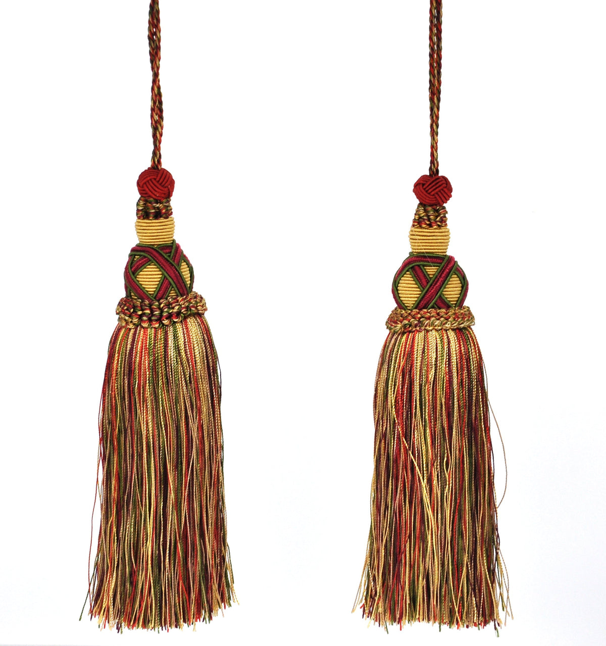 Milante Collection - 8" Length TASSEL - BT-509-82/17 Taupe and Wine Red (2 Pieces per Pack)