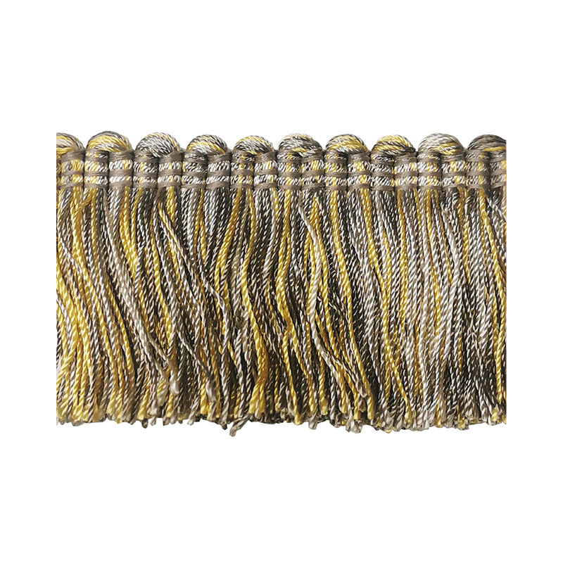Mulberry Collection - 2" width Brush Fringe (25 Yard Roll) - BF-4004-11/10 Grey and Yellow