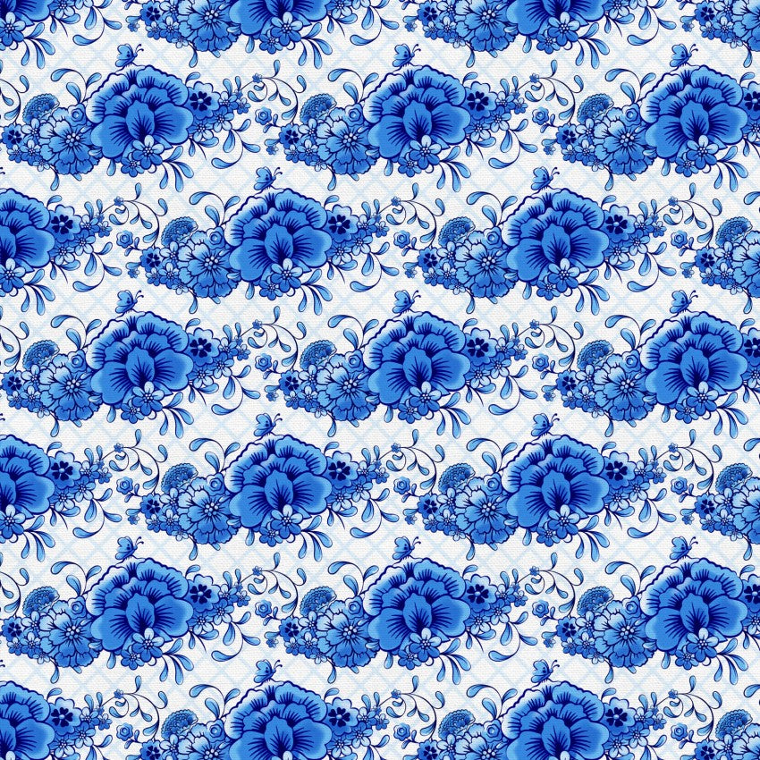 Chinoiserie Flowers Cotton Wideback 118" Fabric Per Yard