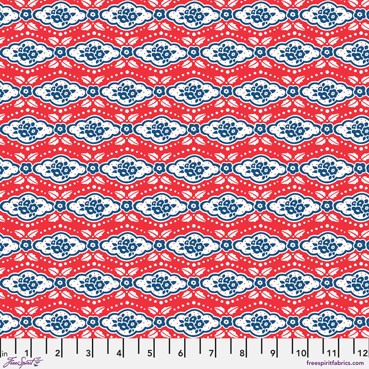 Red Maison Rouge Cotton 44"/45" Fabric Per Yard