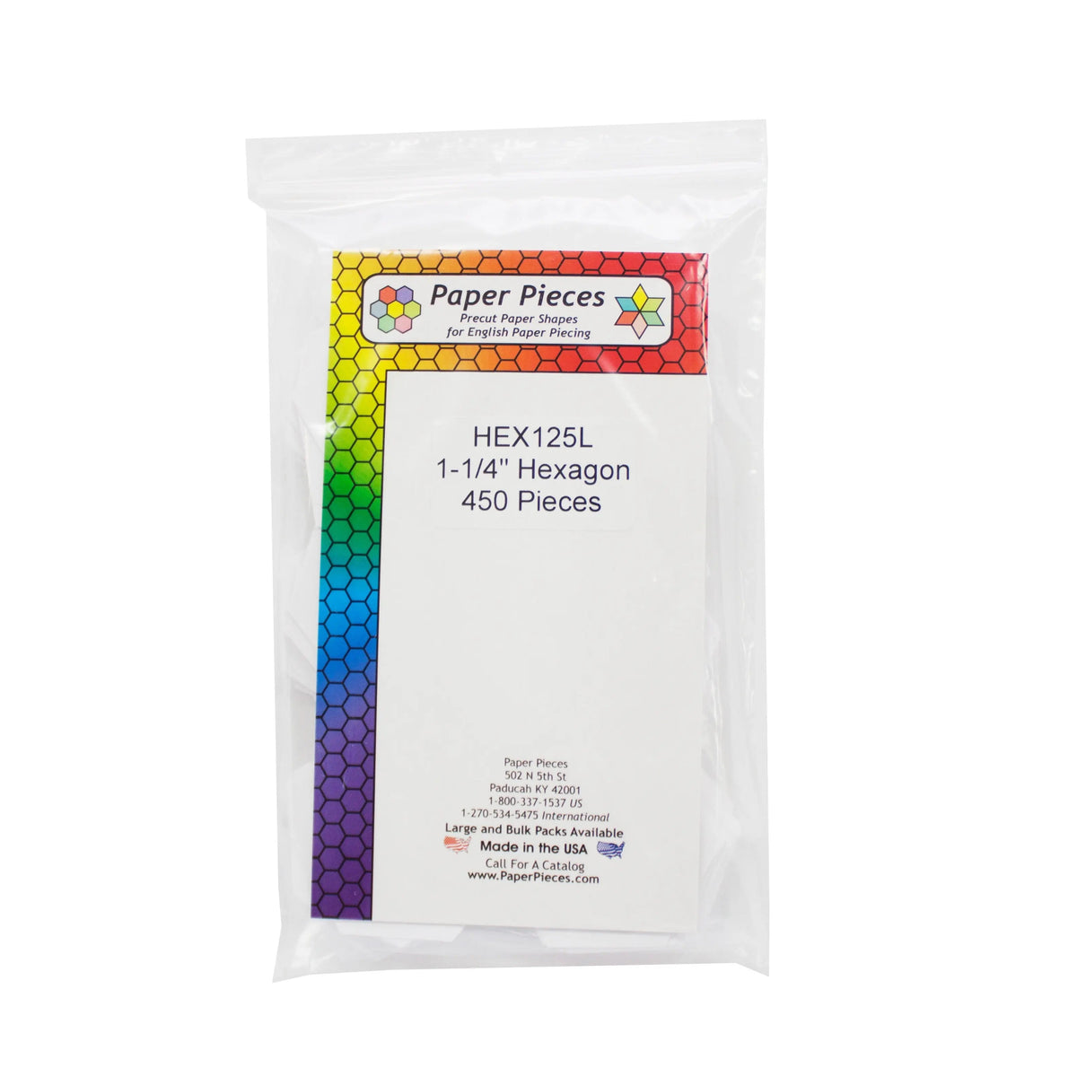 Paper Piece Hexagon Pack 1-1/4in 450pc