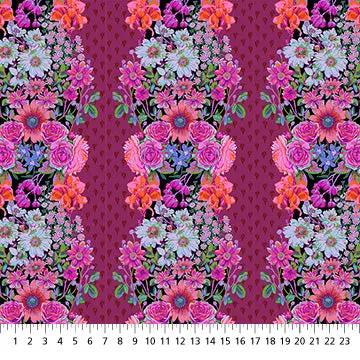 Perennial Borders Beata's Garden in Plum AMT137-84L Cotton 44"/45" Fabric Per Yard