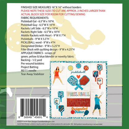 Pickleball Fun Embroidery Pattern