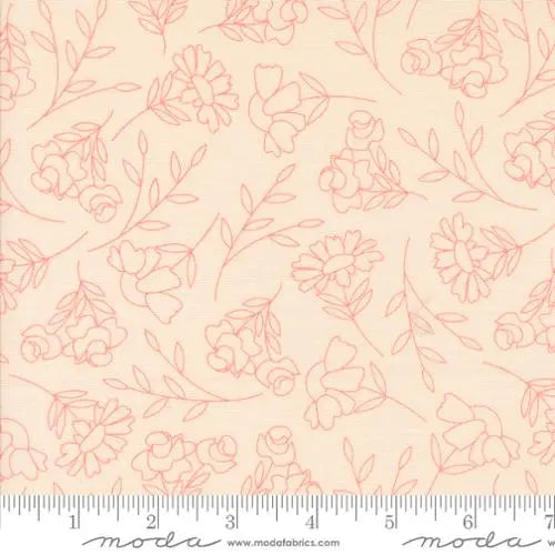 Abloom Pale Pink Spring Sketch Florals 44"/45" Fabric Per Yard
