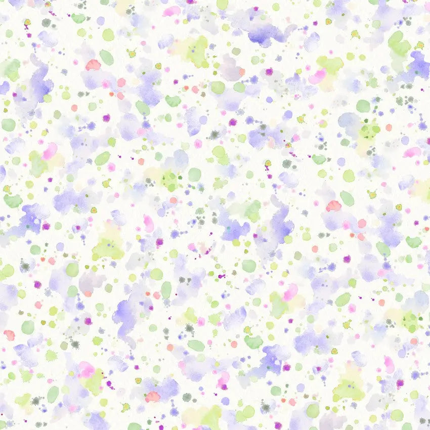 Purple Green Paint Splatter Cotton Wideback Fabric per yard