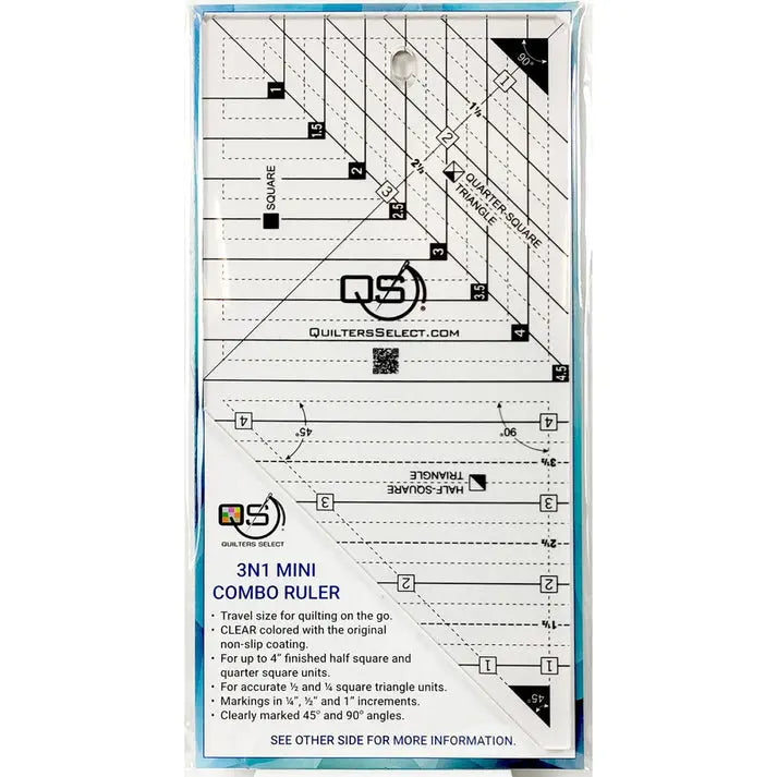 Quilters Select Crystal Clear 3N1 Mini Ruler