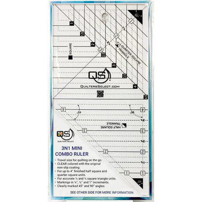 Quilters Select Crystal Clear 3N1 Mini Ruler