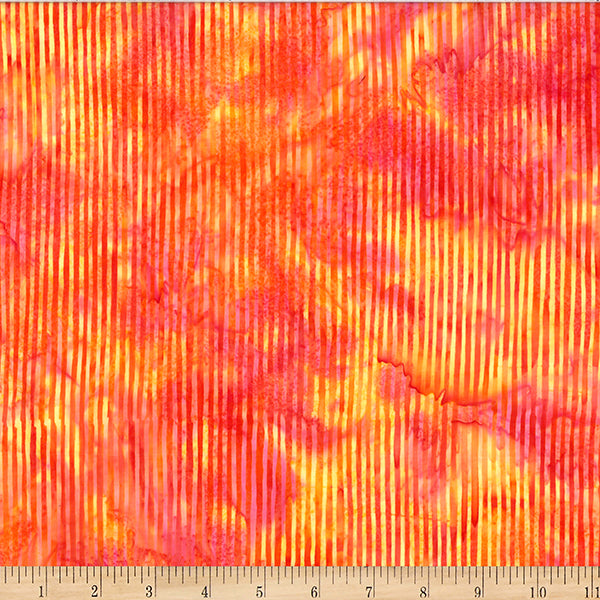 Bali Batik Skinny Stripes Pumpkin  44"/45" Fabric Per Yard