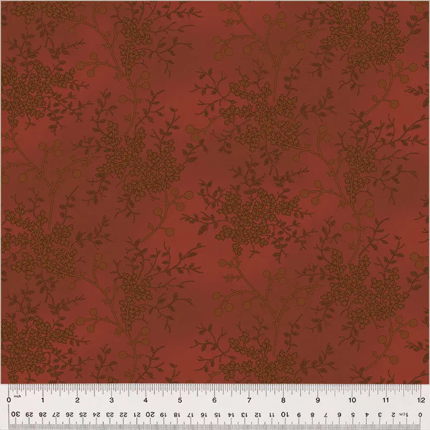 Red Floral Vine Ruby Wideback Cotton Fabric Per Yard