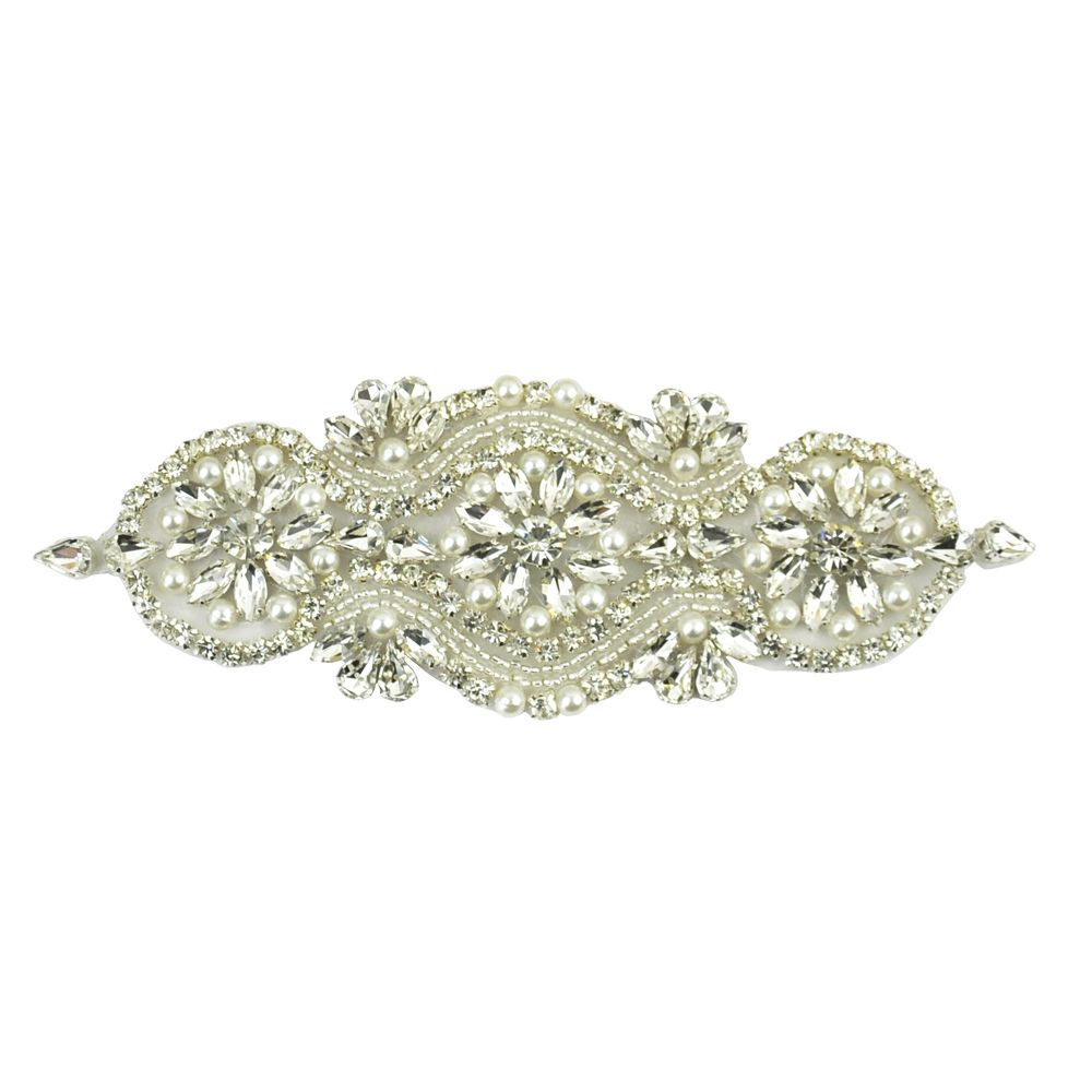 Rhinestone Applique - 6 1/4" width x 2" wide- BRM-55