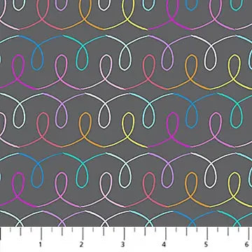 Ribbon Gray Multi Dewfall Cotton 44"/45" Fabric Per Yard