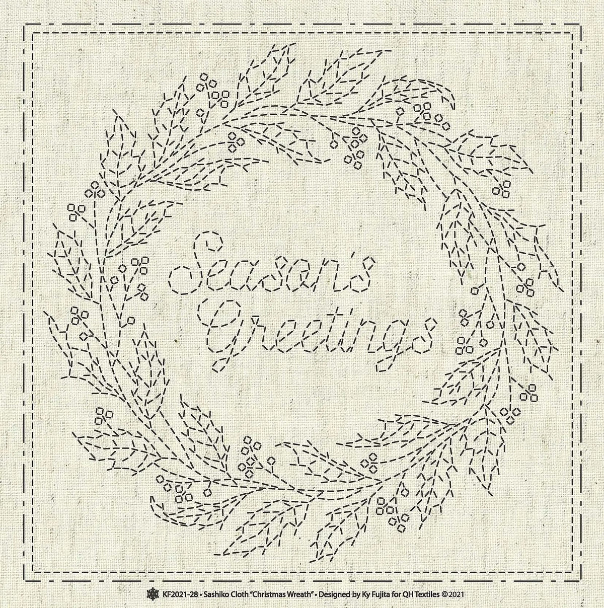 Sashiko Cloth Christmas Wreath