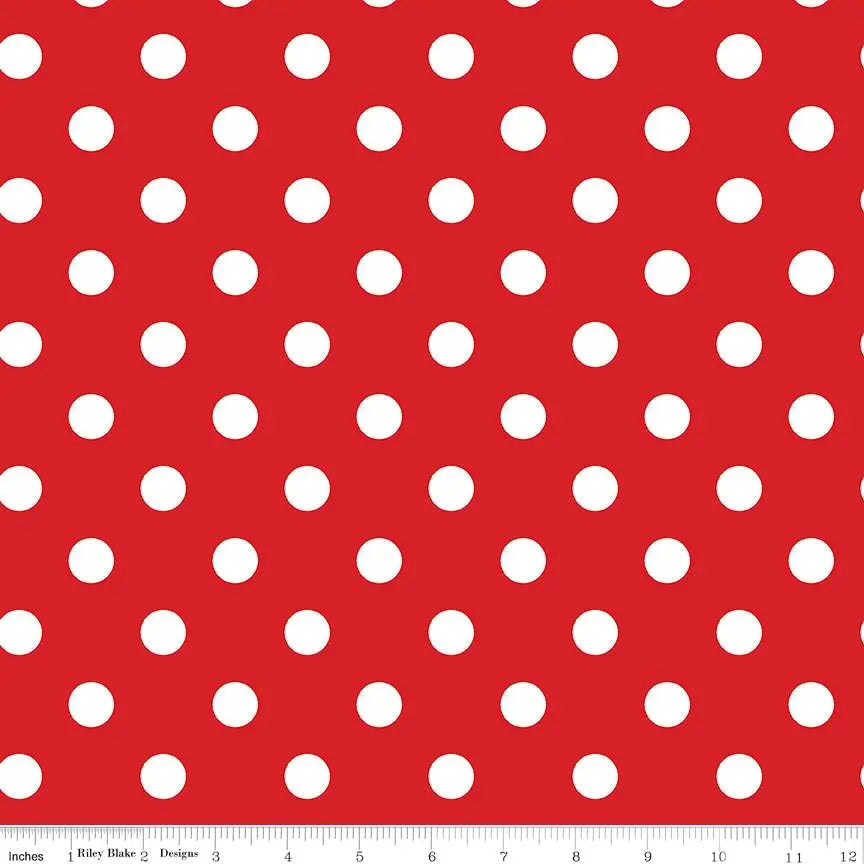 Simple Pleasures Polka Dots Red Cotton Wideback Fabric per yard