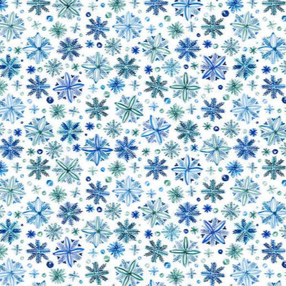 Snowy Sparkle Digital Cuddle Blue Fabric per yard