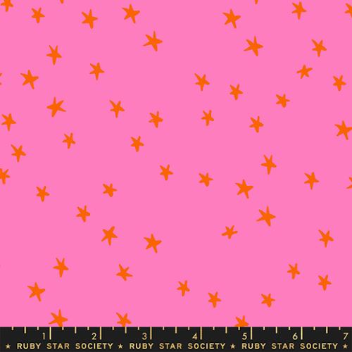 Starry Vivid Pink Cotton 43"/44" Fabric Per Yard