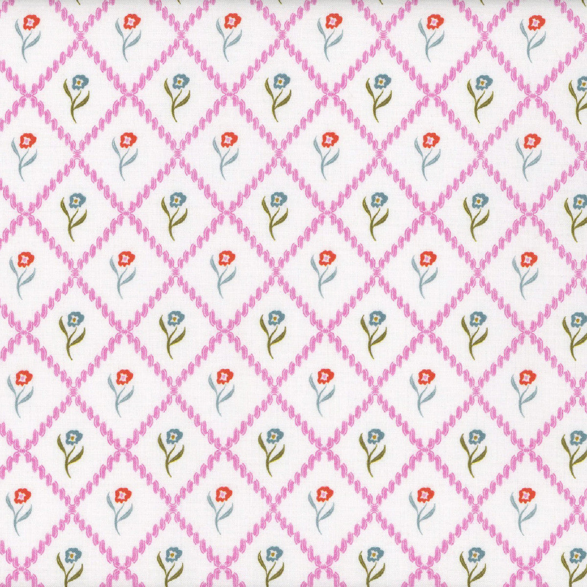 Springtime in Paris White Botanical Cotton 43"/44" Fabric Per Yard