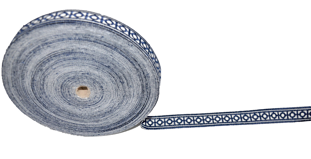 Velvet Embossed Decorative Trim Tape - 1 1/4" Width (23-30 Yard Roll) - BR-7338-05 Blue
