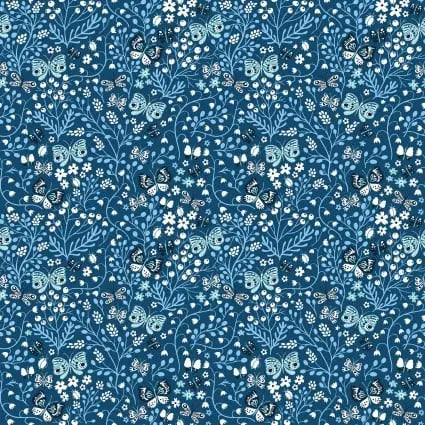 Whimsy Blue Butterflies 44"/45" Fabric Per Yard