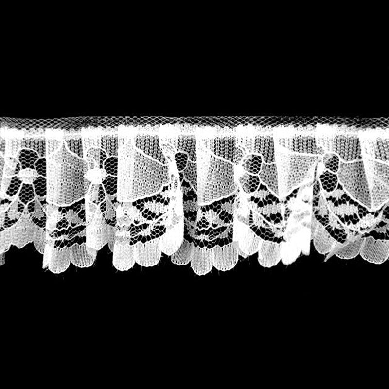 White Gathered Lace - 1 1/2" Width (40 Yard Roll) - BL-8017