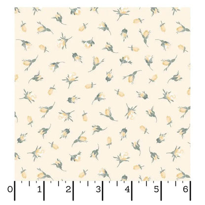 Yellow Buds La Fleur Flannel Cotton 42"/43" Fabric Per Yard