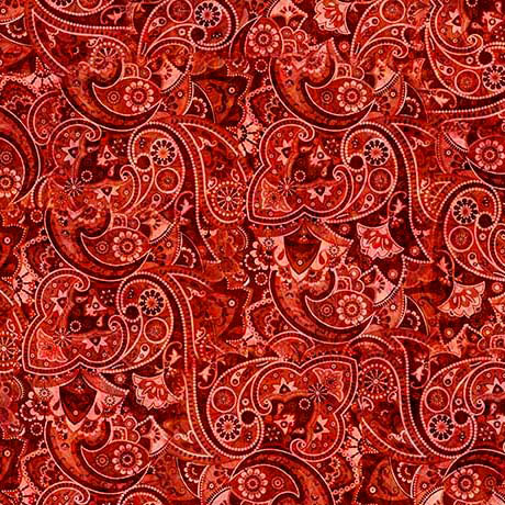 Yippie Ki Yay! Bandana Paisley Red Cotton 44"/45" Fabric Per Yard