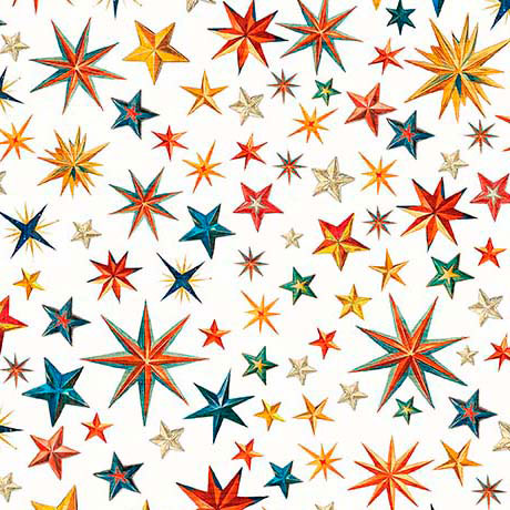 Yippie Ki Yay! Stars White Cotton 44"/45" Fabric Per Yard