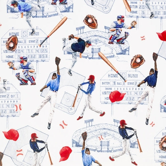 Digital Cuddle Navy Batter Up 58"/60" Fabric per yard